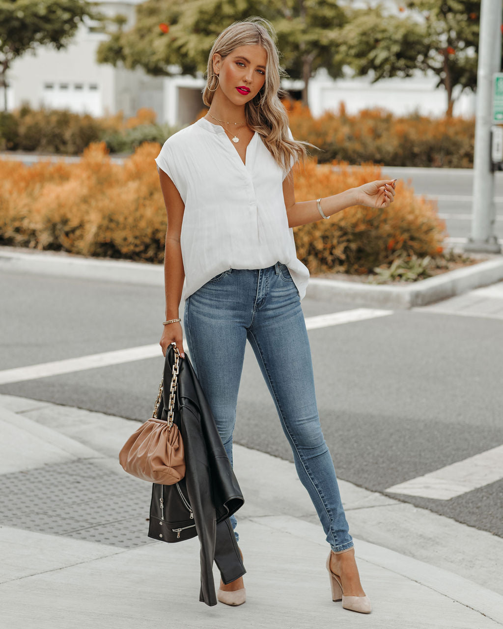 Girona Satin Blouse - Pearl Ins Street