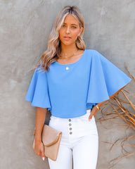 Give Me Butterflies Crop Blouse - Clean Blue Ins Street