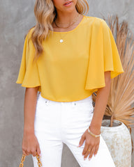 Give Me Butterflies Crop Blouse - Sunny Yellow Ins Street