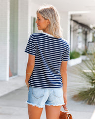 Glenwood Striped Short Sleeve Knit Top - Navy Ins Street