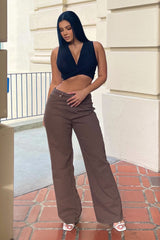 Good Time High Waist Wide Leg Jeans - Brown Ins Street