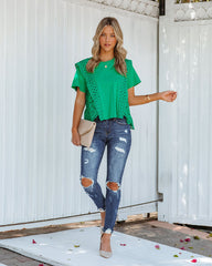 Gwena Cotton Eyelet Tee - Emerald Ins Street