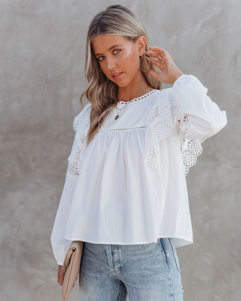 Hazal Cotton Crochet Lace Ruffle Top - FINAL SALE Ins Street