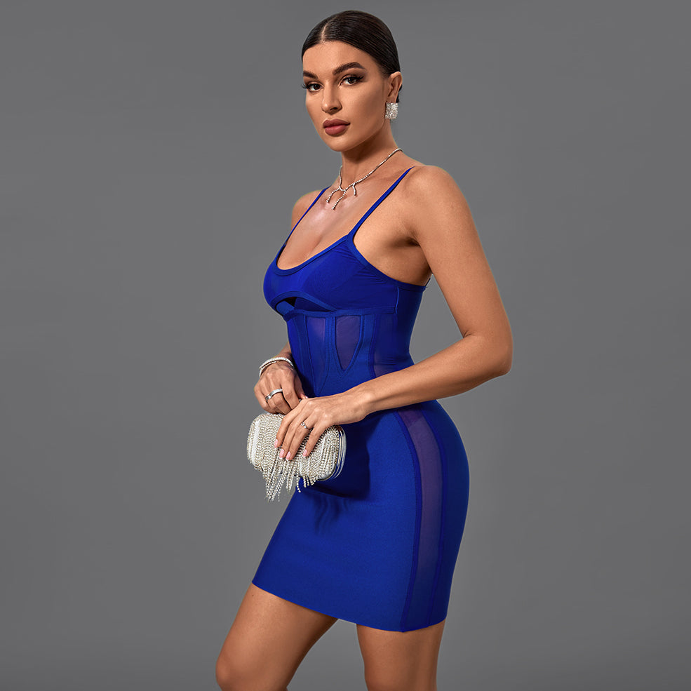 Strappy Sleeveless Mini Mesh Bandage Dress Ins Street