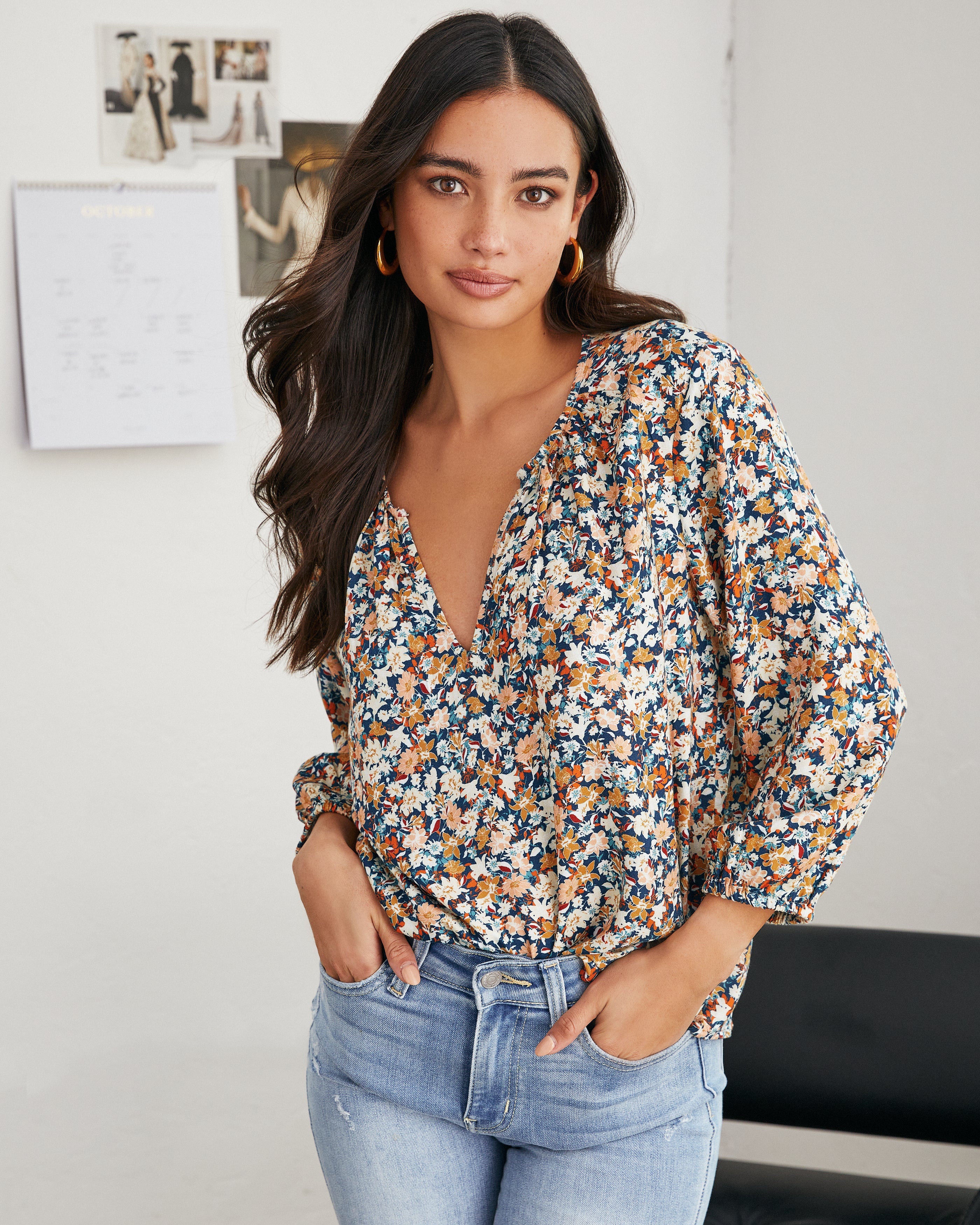 Hopyard Floral Split Neck Blouse - FINAL SALE Ins Street