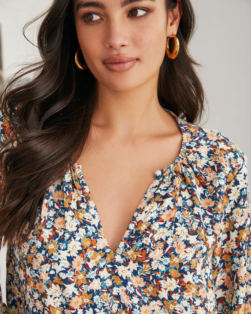 Hopyard Floral Split Neck Blouse - FINAL SALE – InsStreet