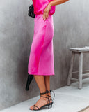 Hot In Pink Satin Midi Skirt - FINAL SALE Ins Street