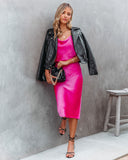 Hot In Pink Satin Midi Skirt - FINAL SALE Ins Street