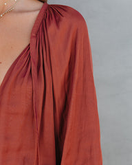 Harrow Satin Split Neck Blouse - Burgundy - FINAL SALE Ins Street