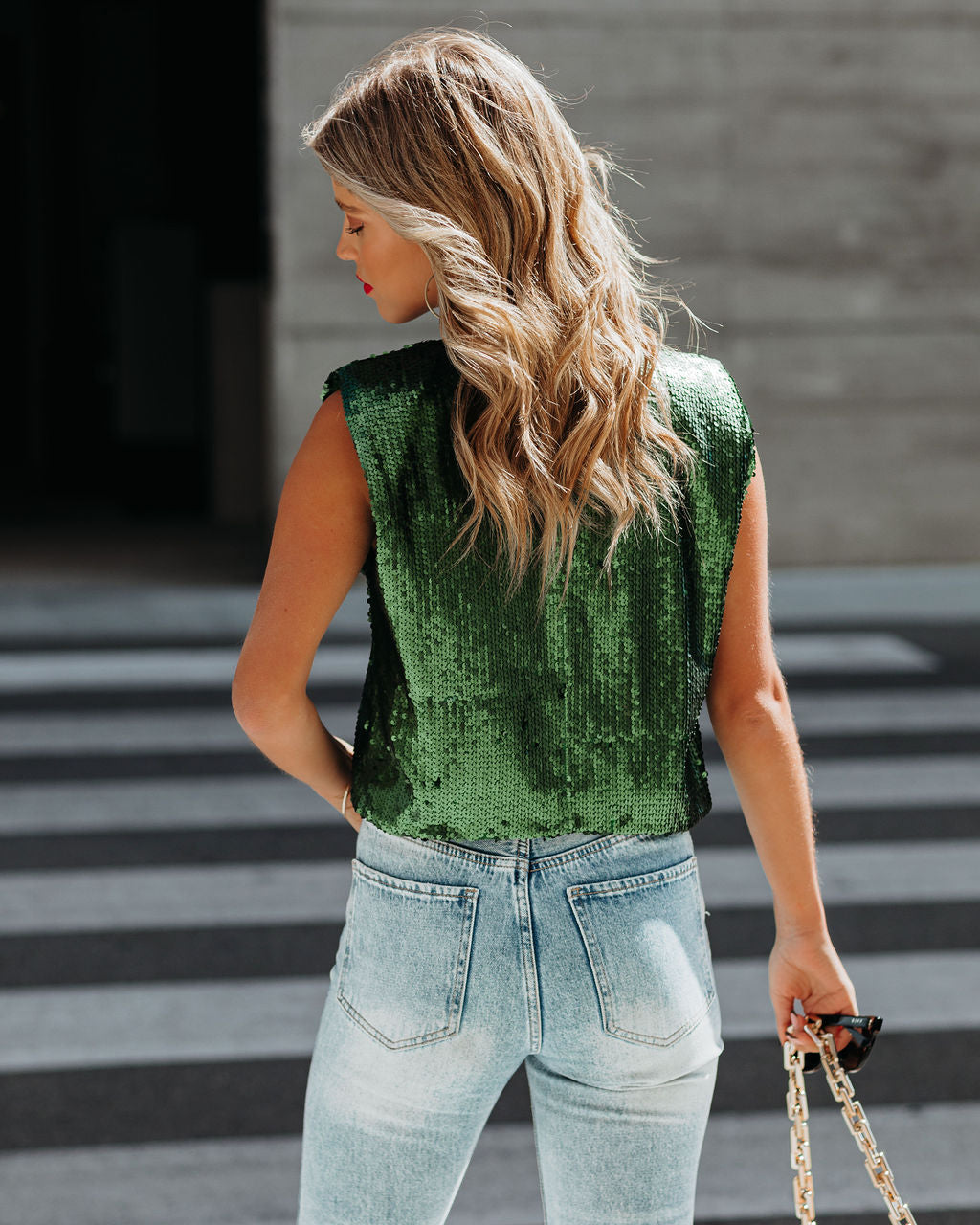 Harvey Padded Shoulder Sequin Blouse - FINAL SALE Ins Street