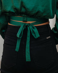 Hazely Satin Wrap Crop Blouse - Pine - FINAL SALE Ins Street