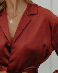 Hazely Satin Wrap Crop Blouse - Rust - FINAL SALE Ins Street