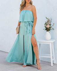 Head Over Heels Strapless Satin Maxi Dress - Mint Ins Street