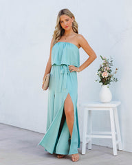 Head Over Heels Strapless Satin Maxi Dress - Mint Ins Street