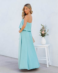 Head Over Heels Strapless Satin Maxi Dress - Mint Ins Street