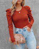 Helena Ribbed Puff Sleeve Knit Sweater Ins Street