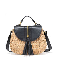 Hillock Rattan Tassel Crossbody Bag - Black Ins Street