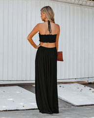 Hit The Beach Smocked Halter Maxi Dress - Black Ins Street