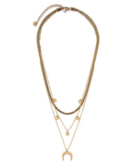 Horn Layered Herringbone Necklace Ins Street