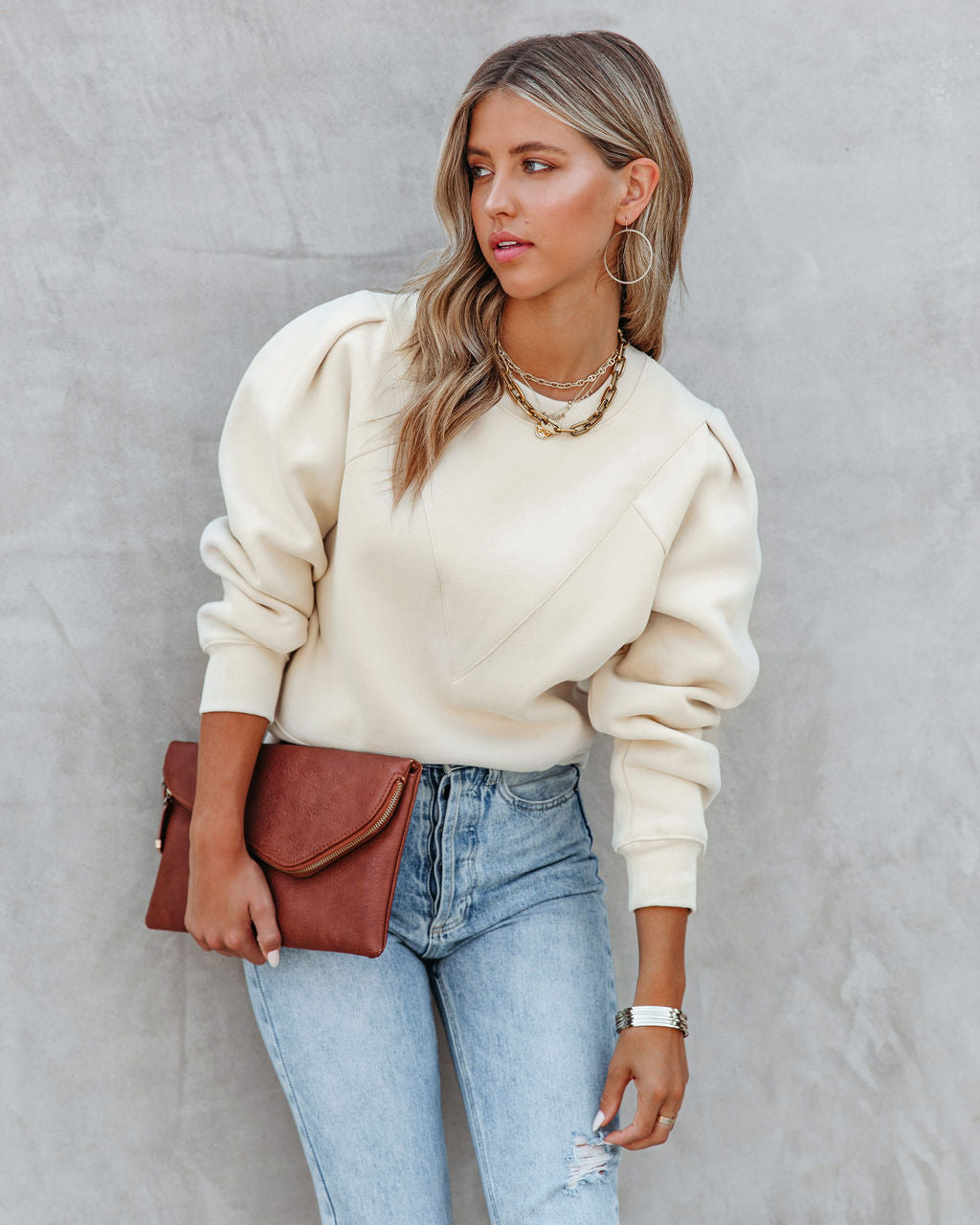 Huddy Cotton Sweatshirt - Cream - FINAL SALE Ins Street