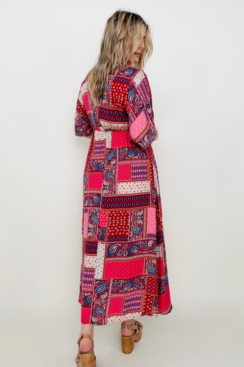 Paisley Patchwork Multicolor A-Line Maxi Dress Kiwidrop