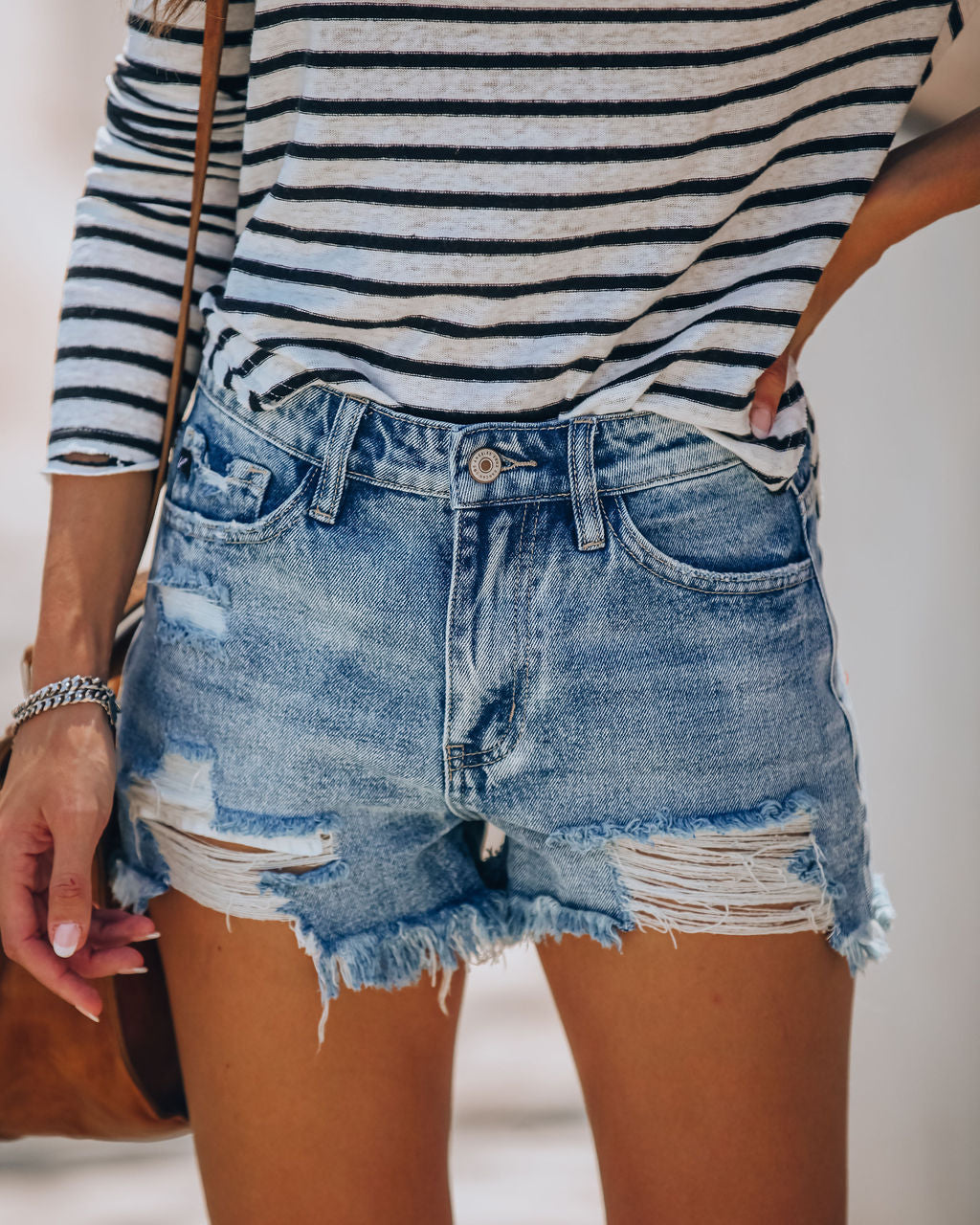 Summa Time Relaxed Cut Off Denim Shorts Ins Street