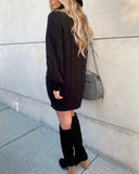 Milana Cable Knit Turtleneck Sweater Dress Ins Street