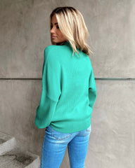 Russ Mock Neck Ribbed Sweater - Green Ins Street