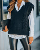 Winnie Cable Knit Sweater Vest - Black Ins Street