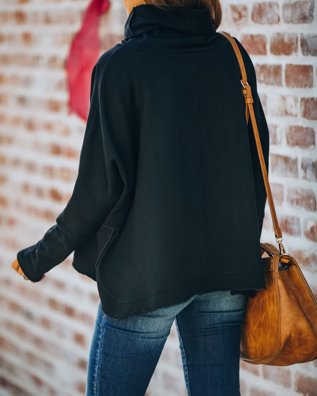 Kylie Cotton Cowl Neck Dolman Sweatshirt - Black Ins Street