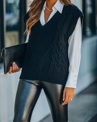 Winnie Cable Knit Sweater Vest - Black Ins Street