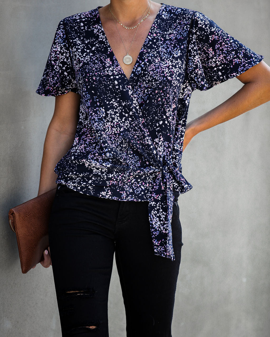 Marlowe Printed Wrap Blouse Ins Street