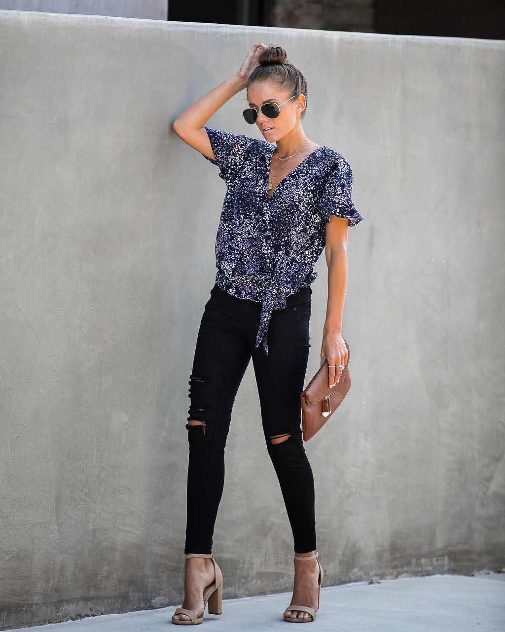 Marlowe Printed Wrap Blouse Ins Street