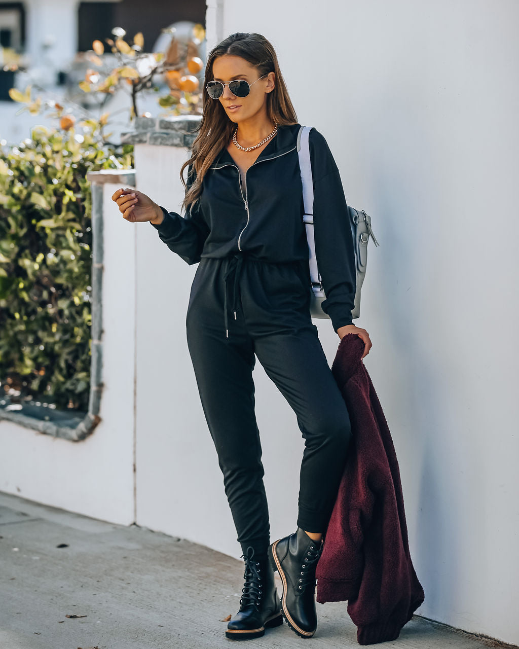 Athleisure Pocketed Knit Jumpsuit InsStreet