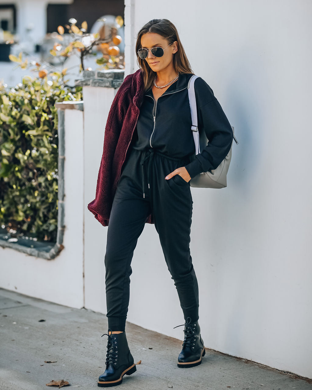 Athleisure Pocketed Knit Jumpsuit InsStreet