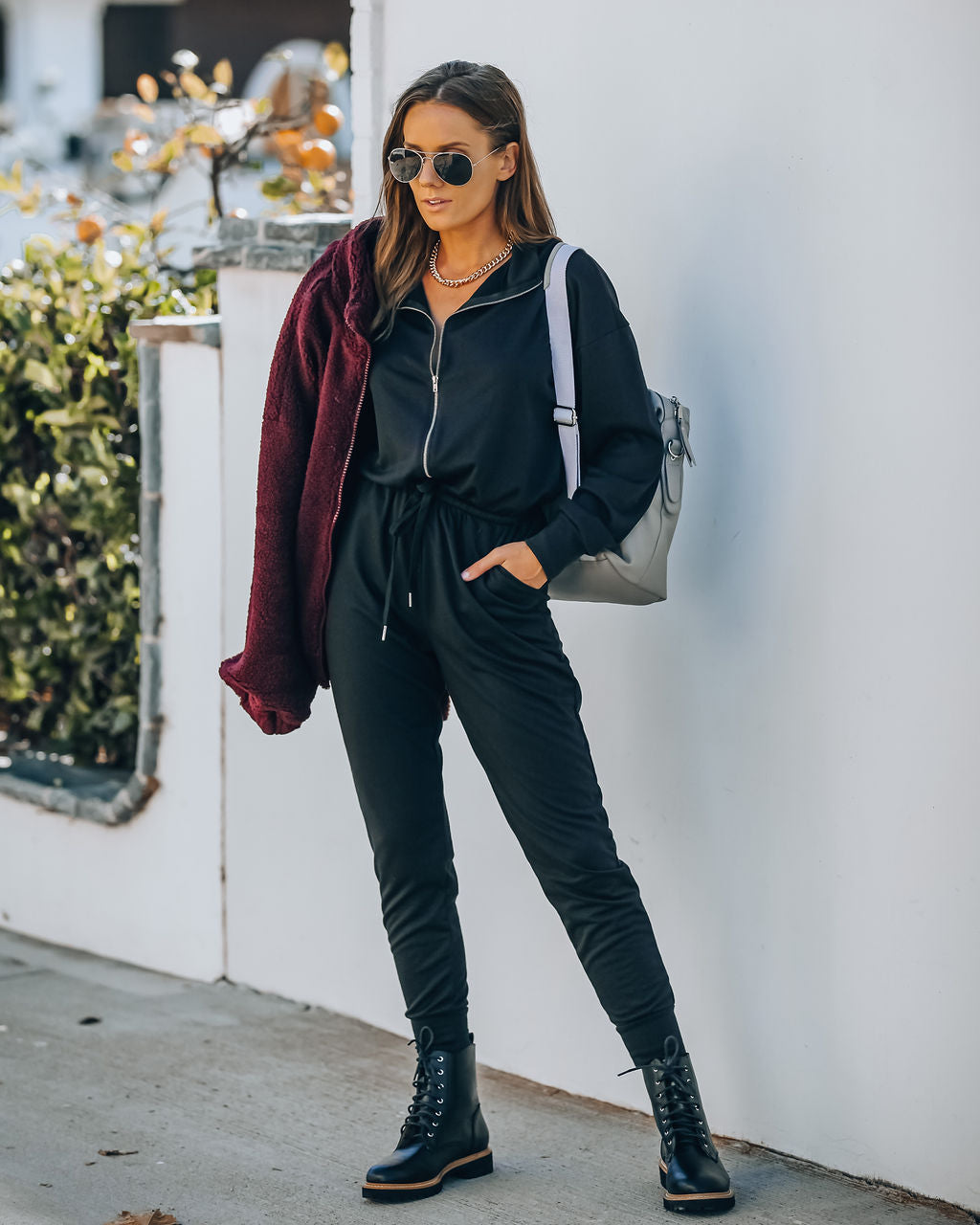 Athleisure Pocketed Knit Jumpsuit InsStreet