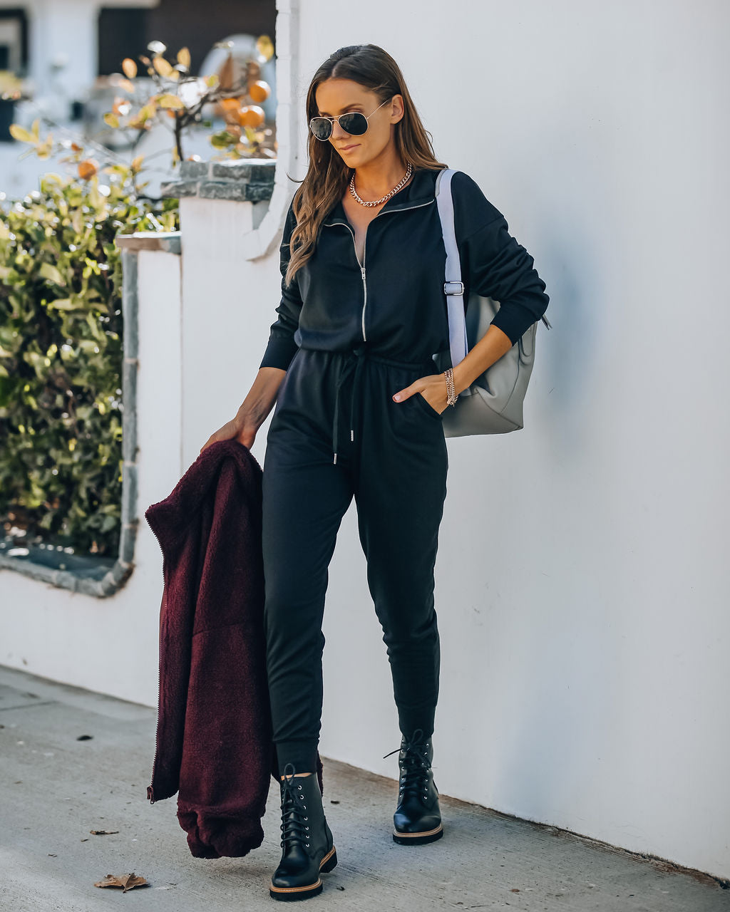 Athleisure Pocketed Knit Jumpsuit InsStreet