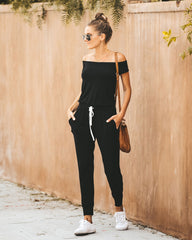 Weekend Worthy Pocketed Drawstring Jumpsuit - Black Ins Street