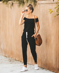 Weekend Worthy Pocketed Drawstring Jumpsuit - Black Ins Street