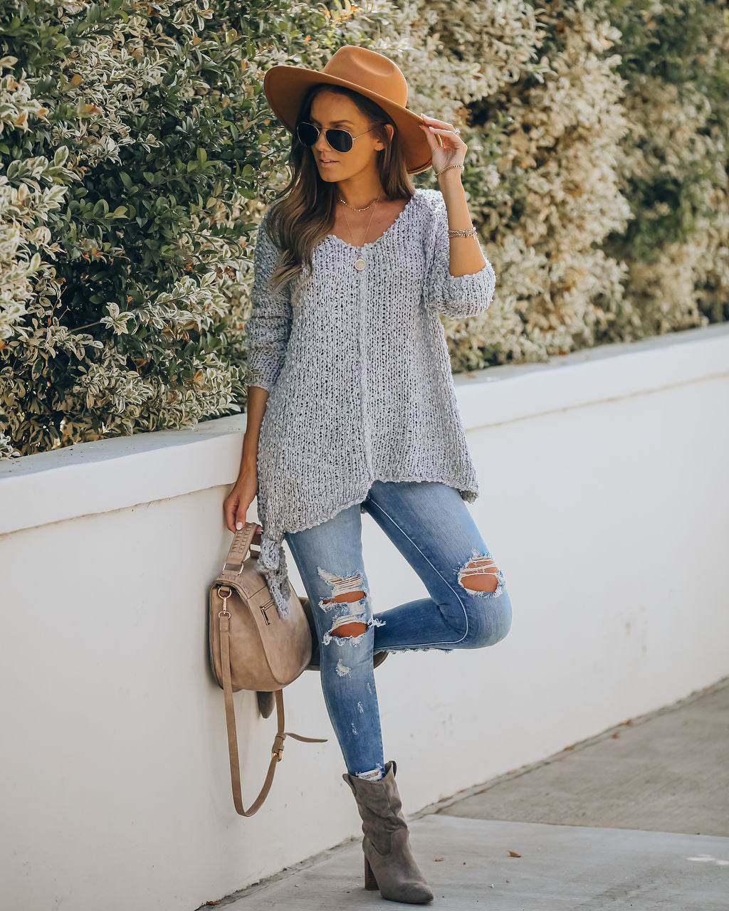 Sealed With A Bow Chunky Knit Sweater - Grey Ins Street