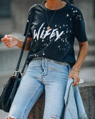 Wifey Cotton Bleach Dye Tee Ins Street