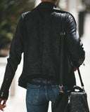 Slick Chick Coated Faux Leather Moto Jacket - Black Ins Street