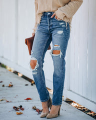 Rocky Distressed High Rise Straight Leg Denim Ins Street