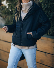 Stay Awhile Pocketed Hooded Puffer Jacket - Black - FINAL SALE Ins Street