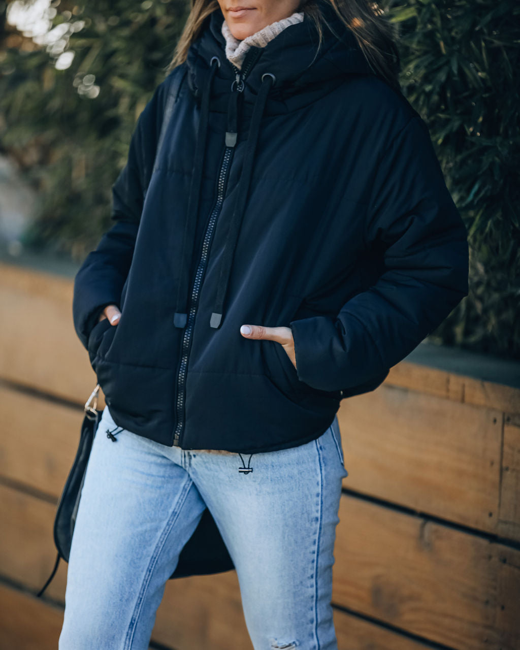 Stay Awhile Pocketed Hooded Puffer Jacket - Black - FINAL SALE Ins Street