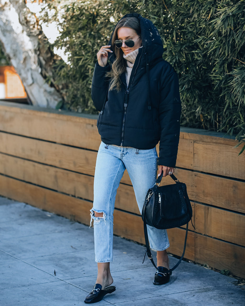 Stay Awhile Pocketed Hooded Puffer Jacket - Black - FINAL SALE Ins Street