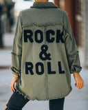 Cotton Rock & Roll Frayed Utility Jacket - Olive ELAN-001