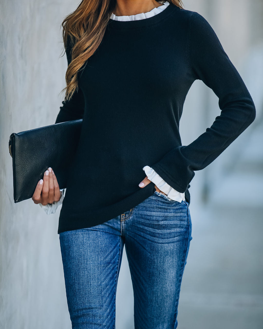 France Contrast Ruffle Sweater Top Ins Street