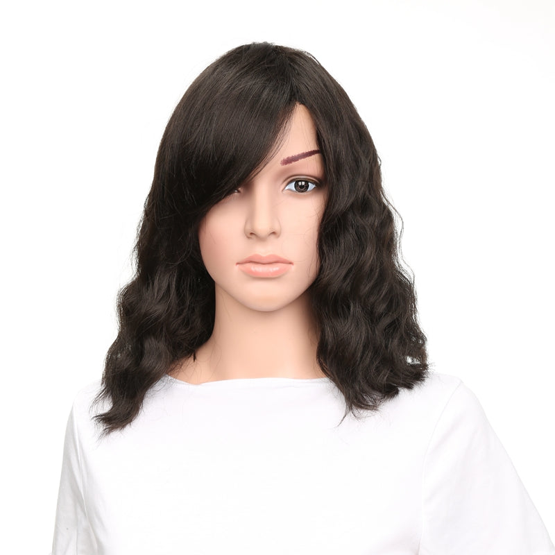 Women's oblique bangs short curly wig headcover Ins street