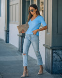 Loretta Ribbed Knit Crop Top - Sky Blue Ins Street